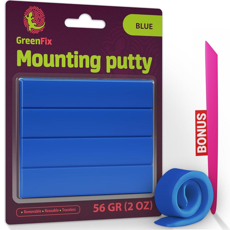 GreenFix Adhesive Mounting Putty 2oz - Blue Sticky Putty for Wall Hanging - Tacky Putty Removable Non Marking - Poster Tack Wall Adhesive for Picture Hanging Crafting Collectibles - Image 1